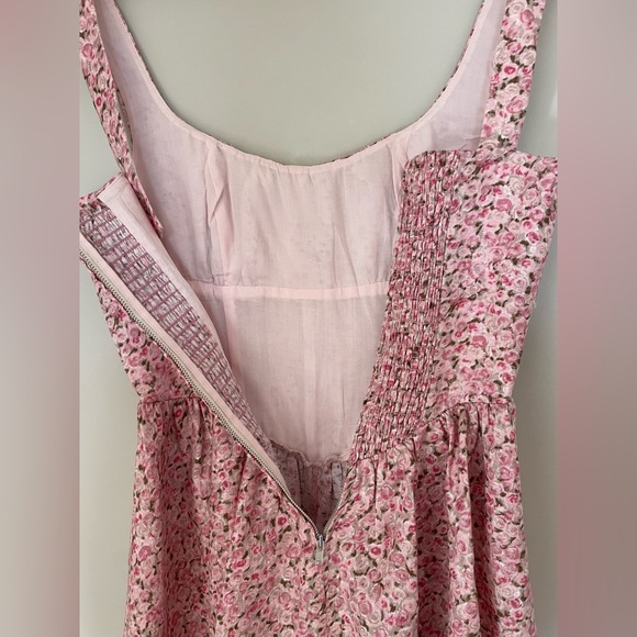 NEW Reformation Daria Linen Mini Dress Bow Rosin Pink Floral | size 0 - Picture 13 of 16